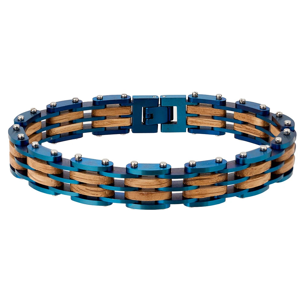 REBEL Luxury Wooden Unisex Stainless Steel Chain Bracelet Vintage Black Zinc Plated Custom Logo Engraving Handmade Fashion Jewelry