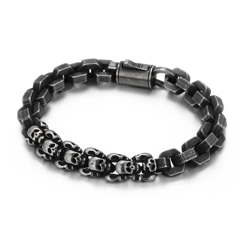 KALEN Silver/Gold/Black Fine Jewelry Fashion Bracelets Men Stainless Steel Punk Skull Links Bracelet Homme