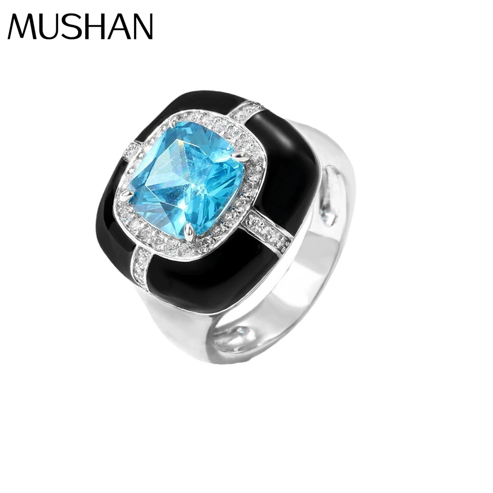 MUSHAN Jewelry Factory S925 Silver and Enamel Ring Versatile Accessory for Women Exudes High-End and Light Luxury Style