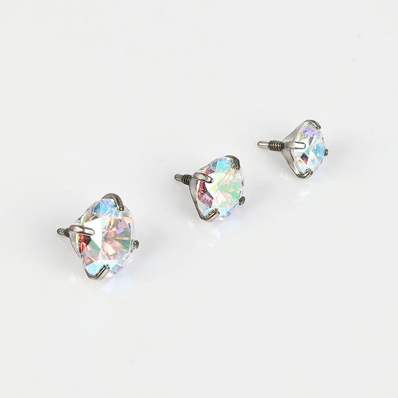 Youkeen G23 Titanium Piercing Earrings CZ Top Astm F136 Titanium Jewelry Long Thread  Top  Nose Rings Labret Helix Ear Stud
