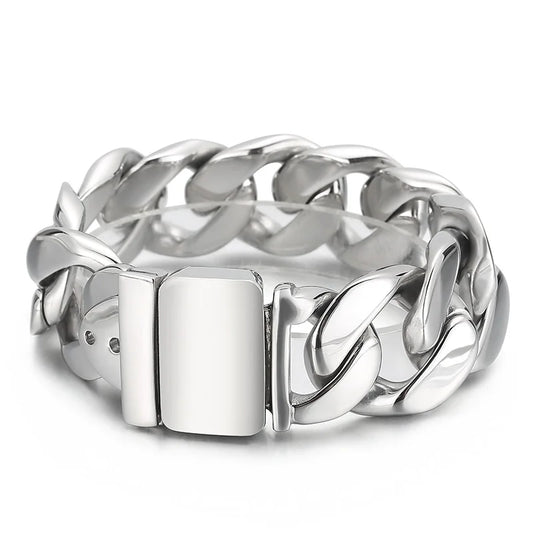 KALEN 220mm Stainless Steel Hip-Hop Steel/Matte Link Bracelets for Men