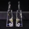 ArtistA C8208 Abiding Landscape Half Moon Faceted Oval Cut 4x6mm Milky Blue Moonstone Moonlit Scene Solitaire Hoop Drop Earrings S925