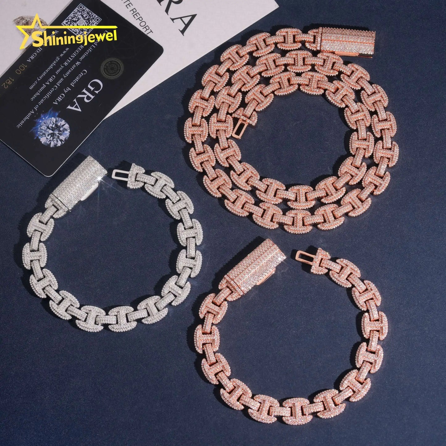 New Custom Hip Hop Bling Moissanite Fashion Men Necklace 12MM Thick Infinity Cuban Link Chain 925 Silver Men Chains