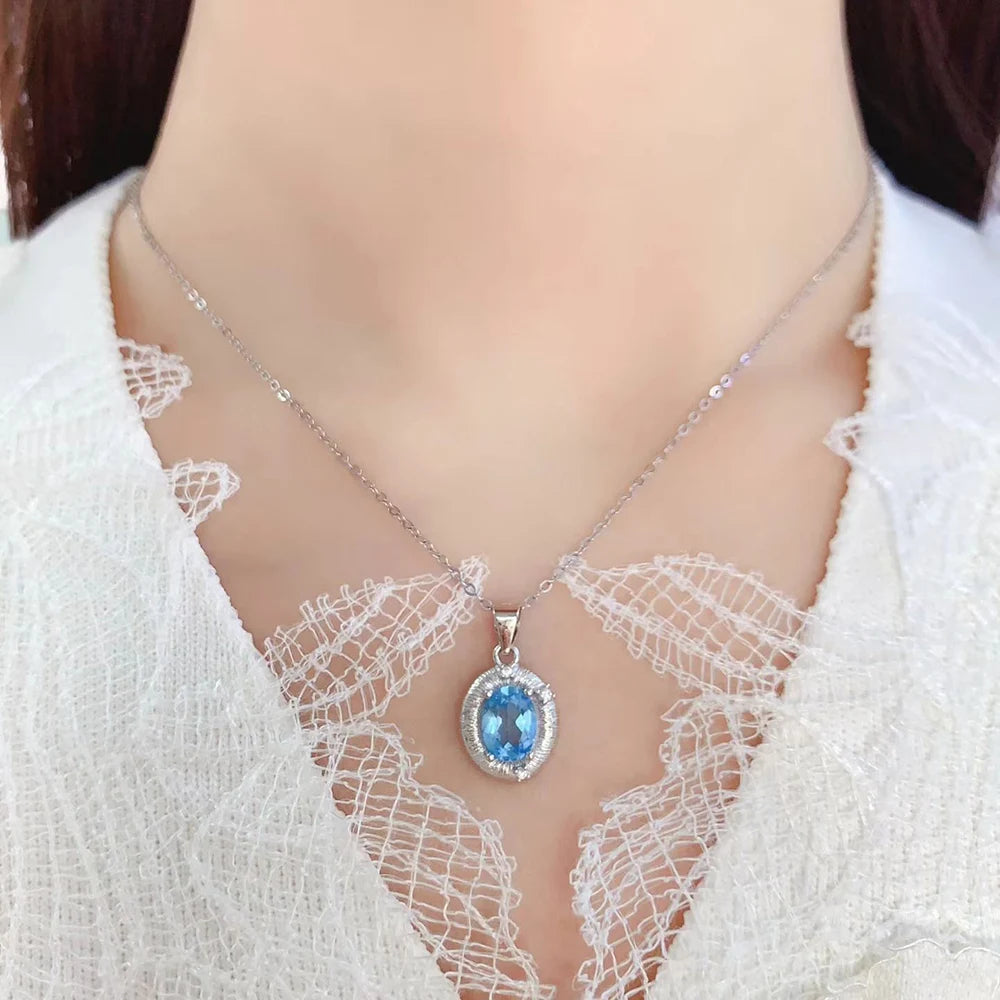 Gioiellieri Sterling 925 Silver Rhodium Plated Natural Topaz Luxury Trendy Custom Indian Birthstone Jewelry Pendant for Women