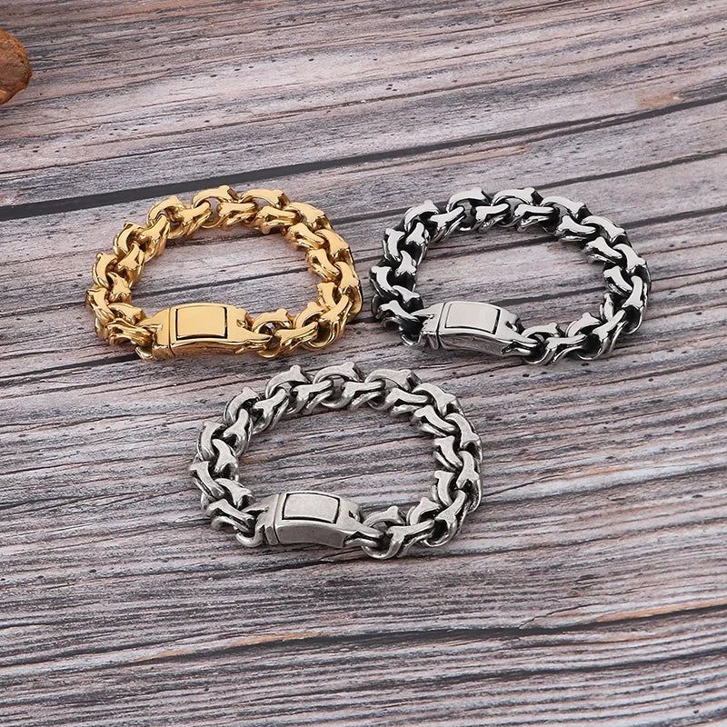 KALEN Men Vintage Matte/Polished 230mm Stainless Steel Avant-Garde Links Bracelet