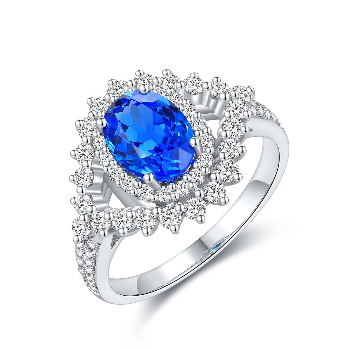 Gemfiori Miss Jewelry New Design 925 Sterling Silver Lab Grown Cobaltite Spinel Engagement Ring for Women