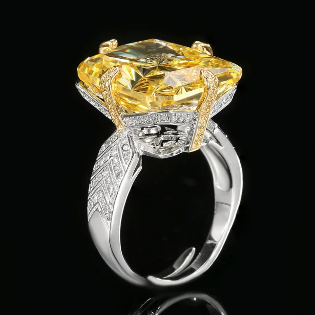 S&S Yellow Radiant Cut CZ Jewellery Set – Pendant Necklace & Ring – Gold Plated – Collection