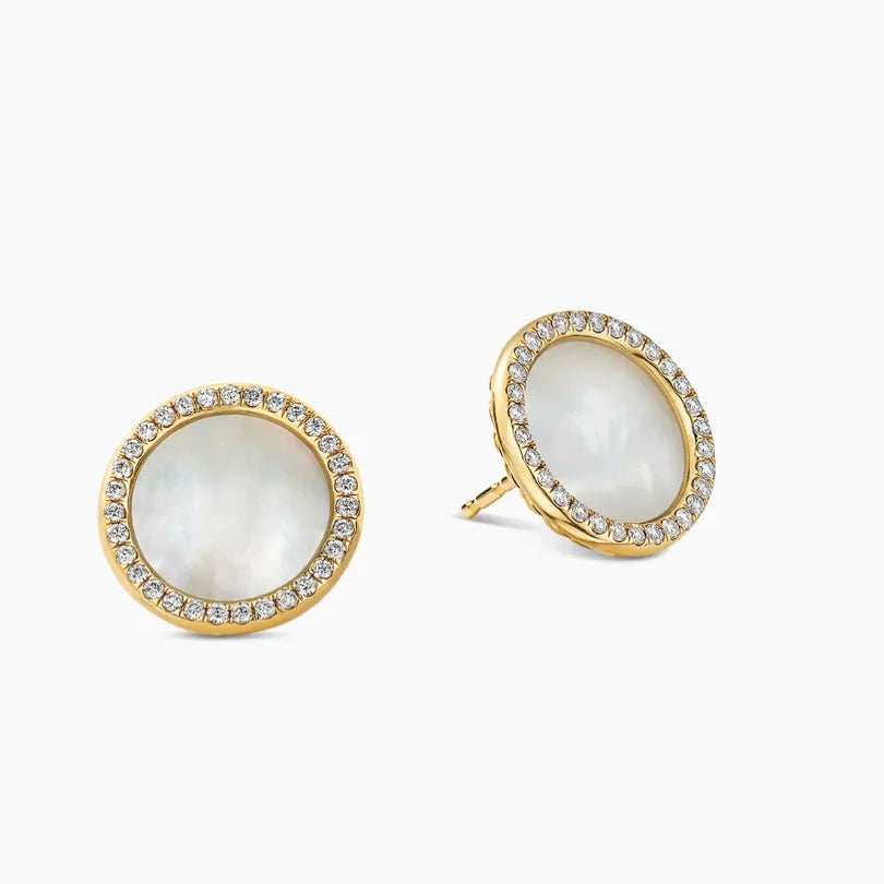 FASHIONISTA DY High-Quality Gold-Plated 14mm Round Gold Earrings with Diamonds. Gold-Plated Earrings. Jewelry .