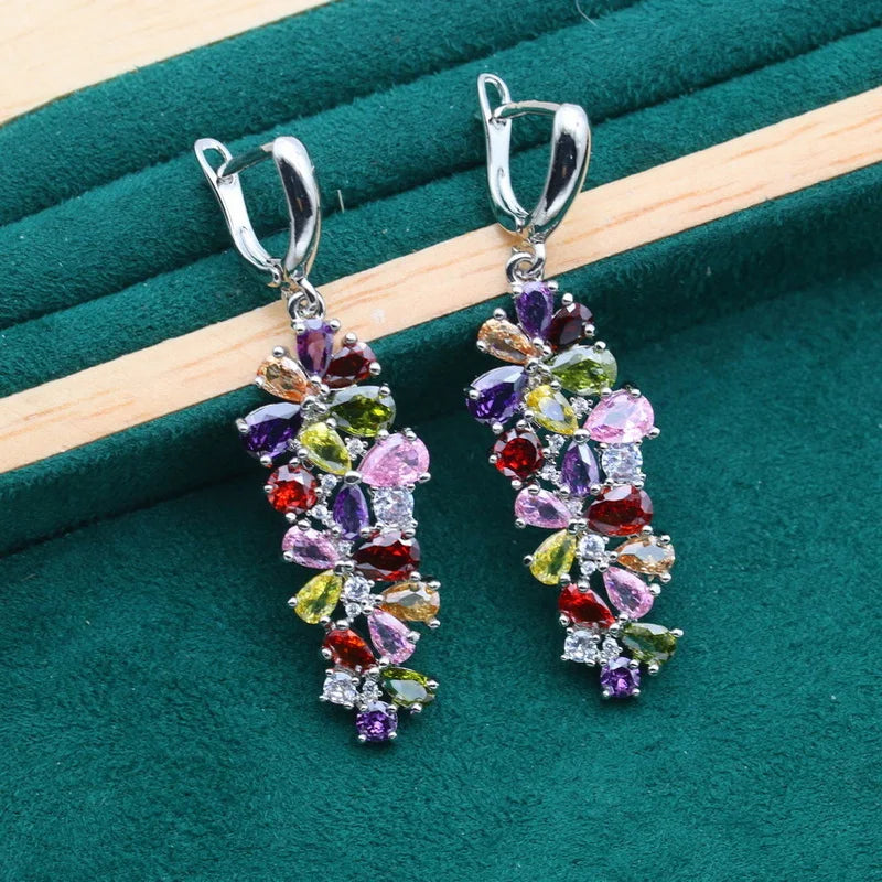 XOTICA Custom 925 Silver Drop Earrings for Women Fashionable Wedding Jewelry with Zircon Ladies Gift Set