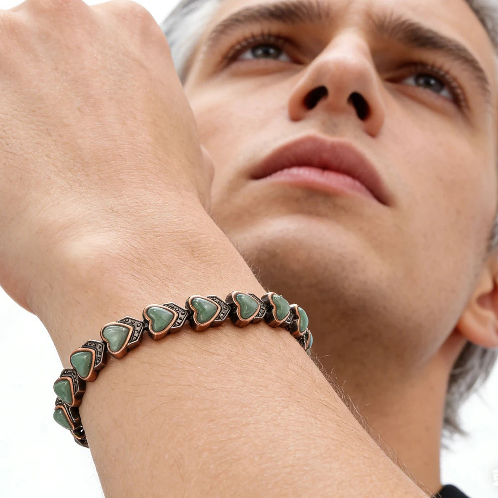 Fashionable Magnetic Inlaid Natural Turquoise Charm Butterfly Design Adjustable Unisex Trendy Bracelet