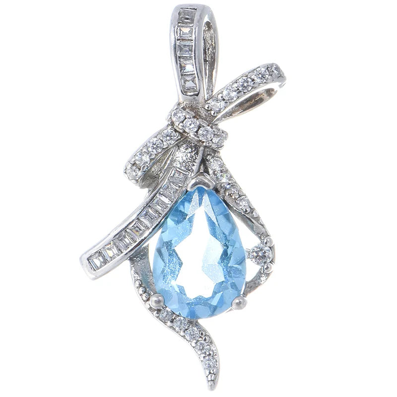 Gioiellieri Natural Topaz Sterling Silver Rhodium Plated Handmade Teardrop Claw Setting Pendant CMA Certified Everyday Wear December