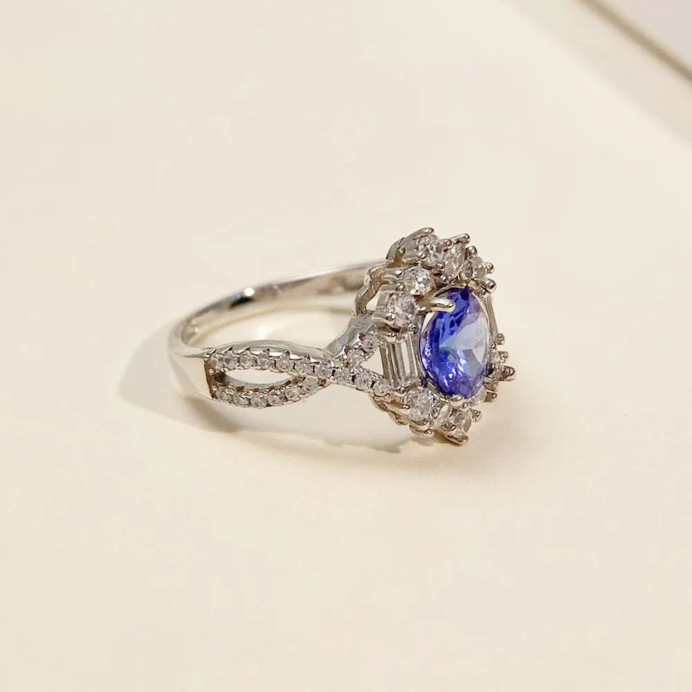 Gioiellieri Natural Tanzanite Ring S925 Sterling Silver for Women Genuine Blue Gemstone Fine Jewelry December Birthstone Anniversary Gift