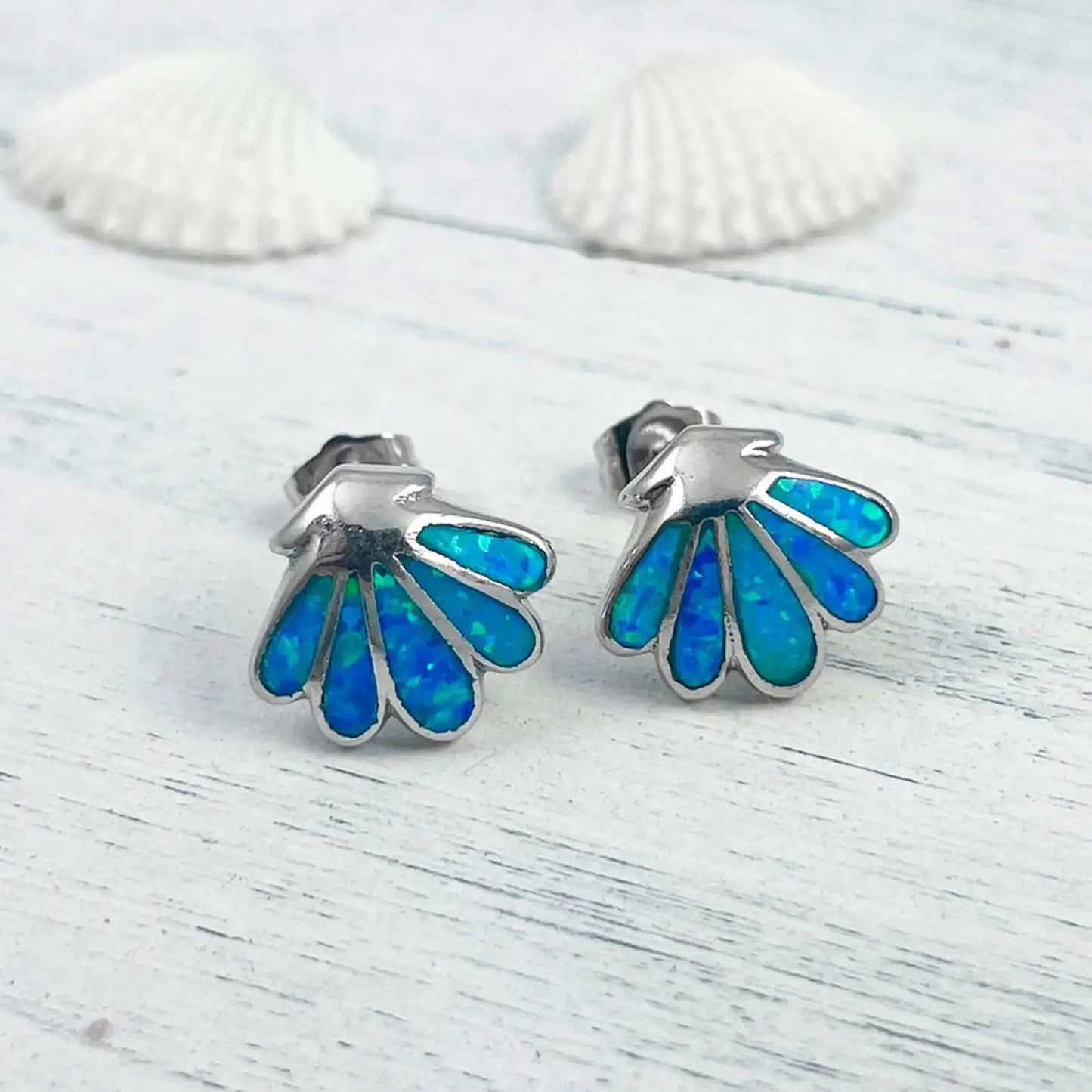 Vibrant Butterfly Opal Shell Earrings - Blue Fire Opal Wings & Sleek Frame Design | Whimsical Daily Jewelry Bulk Gifts