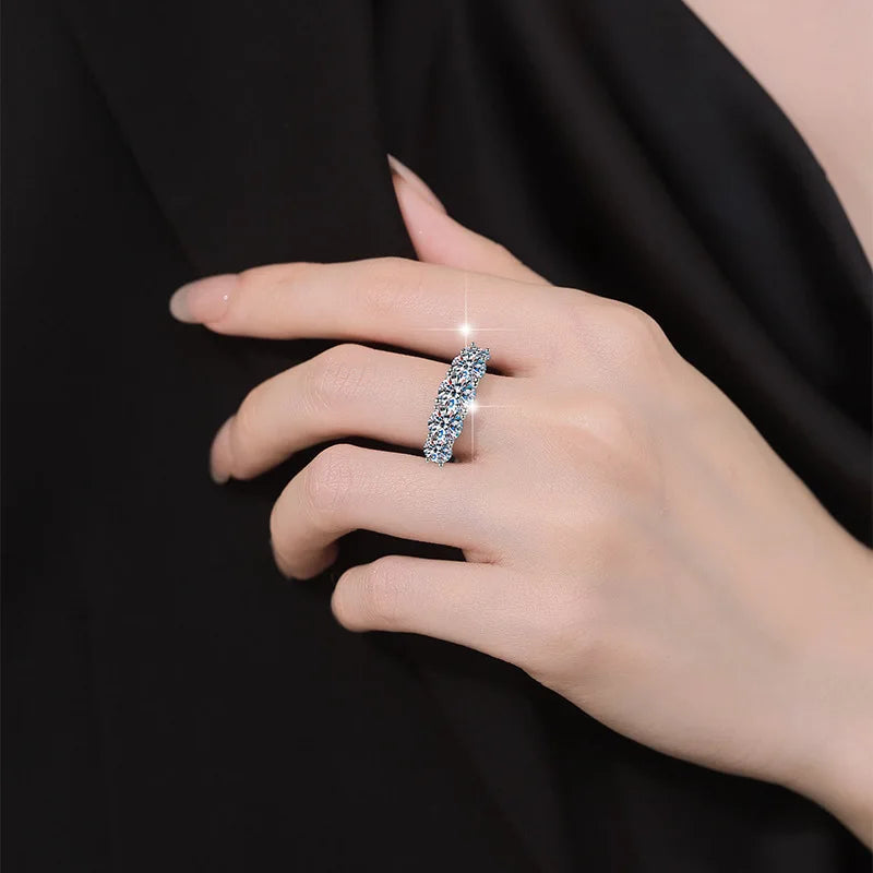 Fine 3.6CT VVS1 D Moissanite Row Rings 925 Sterling Silver Jewelry Pass Diamond Tester Colored Moissanite Rings for Women