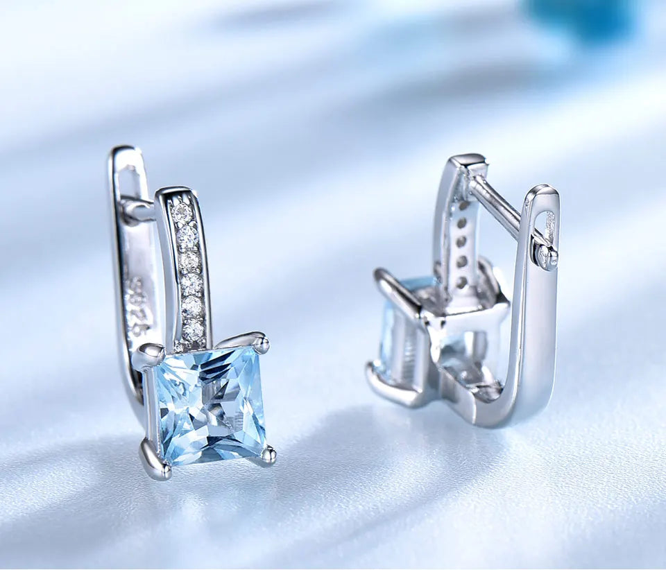 S&S Nano Sky Blue Topaz 925 Silver Jewellery Set | Ring, Pendant Necklace & Stud Earrings | S&S Collection