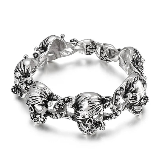 KALEN Punk Mens Stainless Steel Fashion Jewelry Bracelets Skull Wolf Head Links Bracelet Bangle