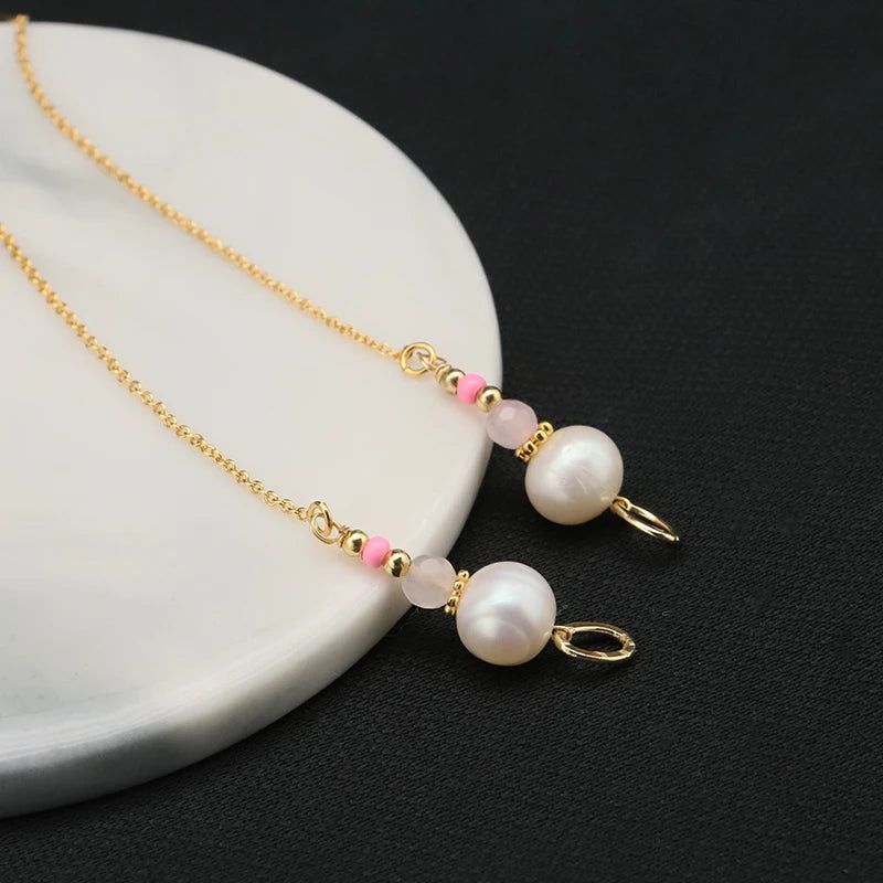 Natural Freshwater White Pearls  Wholesale Fashion Jewelry Earrings Luxury 18k Gold Plating Hoop Earrings