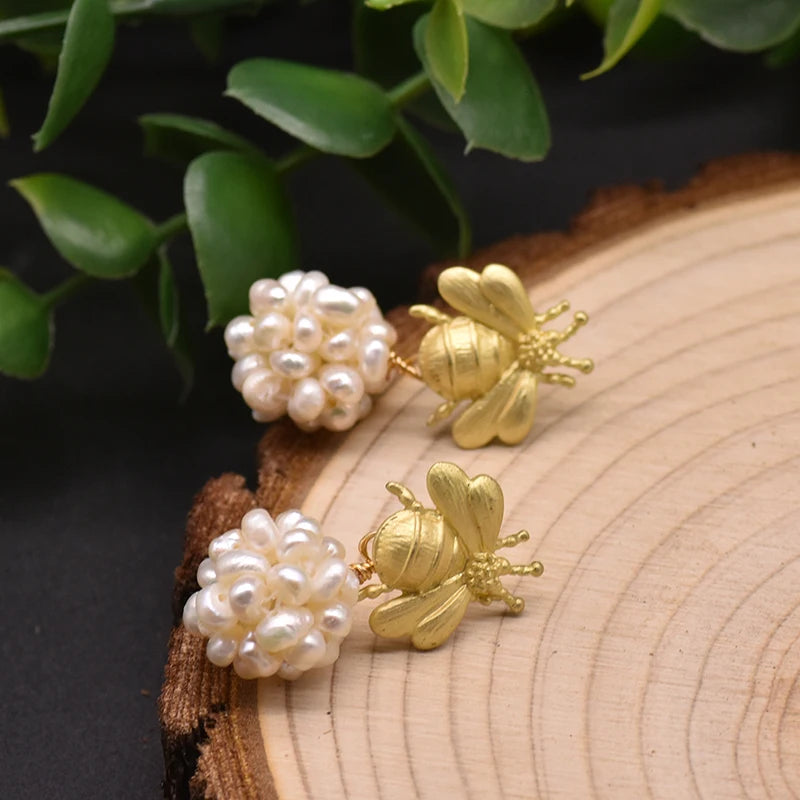 New Jewelry Natural Freshwater Baroque Pearl  Earrings 18K Gold Plated Jewelry Korean Designer Jewelry Earrings Wholesale Bulk