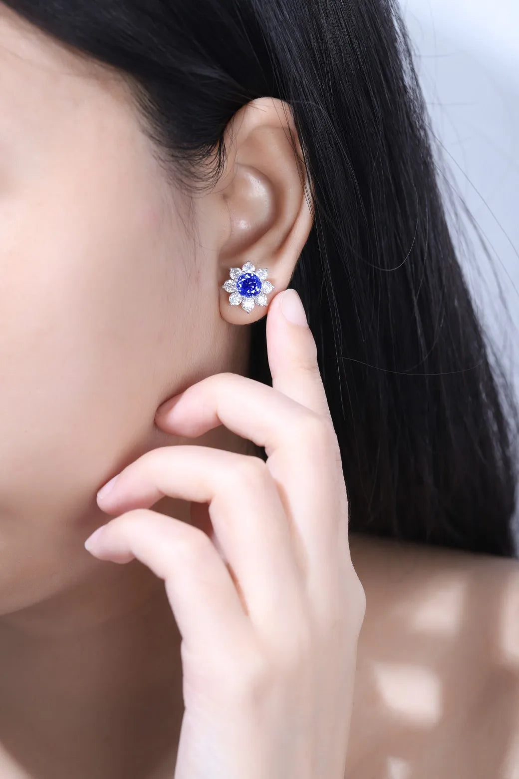 Gemfiori Anster S925 Silver Lab-Grown Sapphire Trendy Drop Earrings for Woman Wedding & Party