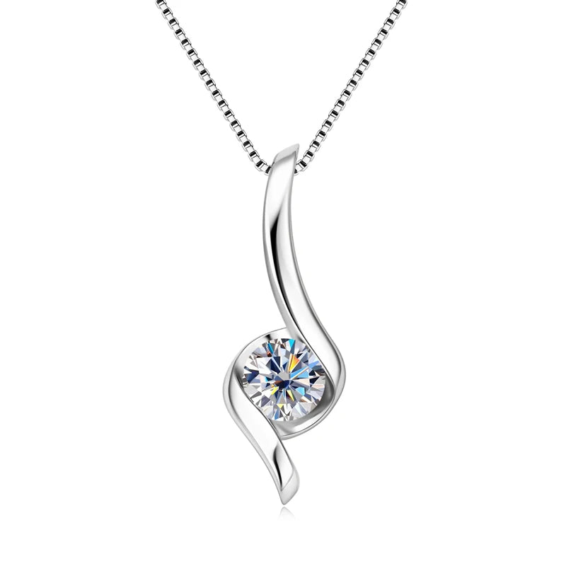 Hot Selling Fashion Jewelry Sets Love Couple 925 Silver Eternal 6.5mm 1ct  Moissanite Infinity Twist Pendant Necklace for Women
