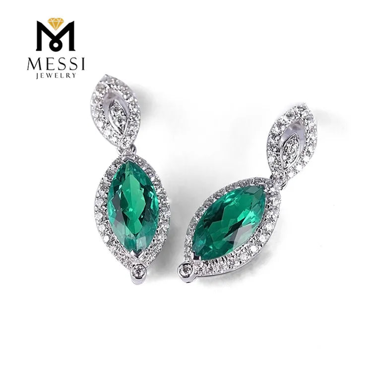 Gemfiori Messi Jewelry Emerald Stud Earring Ladies Jewelries 18k Gold Fashion Earings for Women