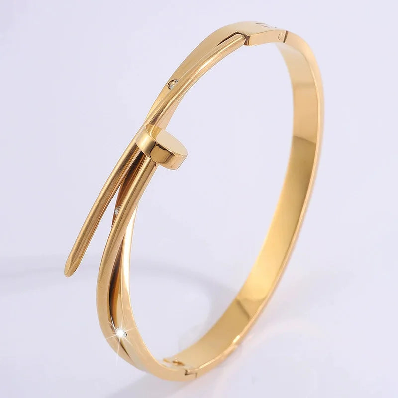 REBEL Stainless Inoxydable Stainless Steel 18K Gold Plated Roman Women Fashion Jewelry Bracelets Bangles