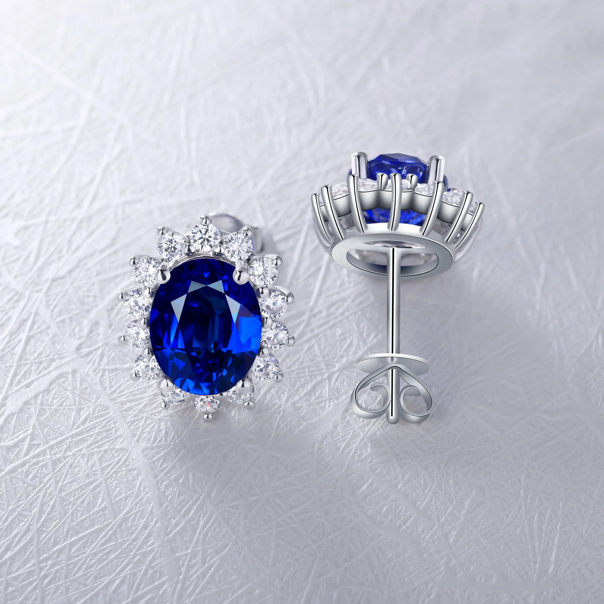 Gemfiori Anster S925 Silver Lab-Grown Diamond Oval Cut Sapphire Trendy Drop Earrings for Wedding & Party