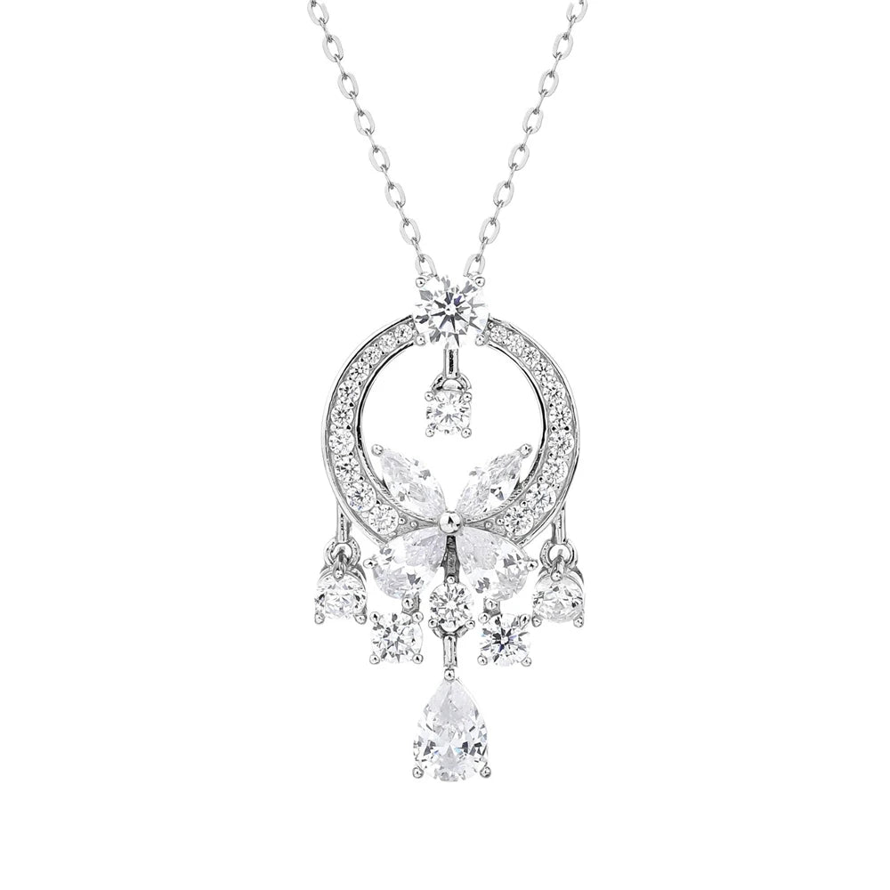 MUSHAN Jewelry Factory S925 Sterling Silver Necklace Women Electroplated Gold High Carbon Diamond Cross Border Jewelry