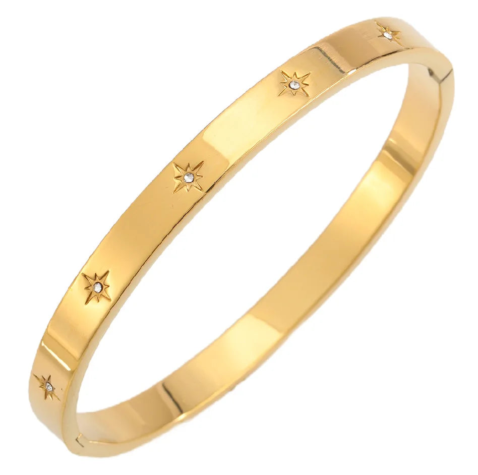REBEL Stainless Inoxydable Stainless Steel 18K Gold Plated Roman Women Fashion Jewelry Bracelets Bangles