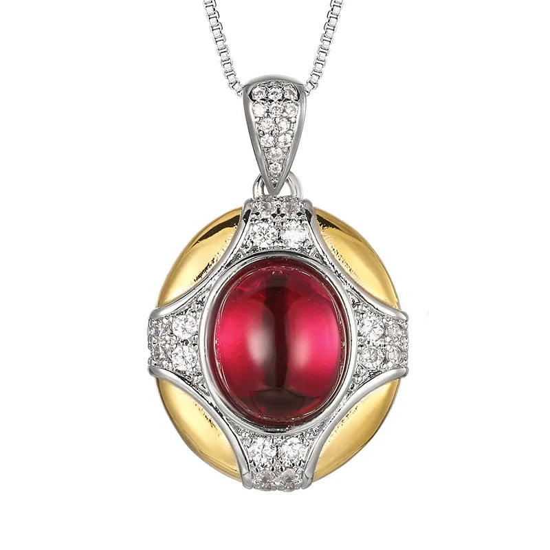 REDheart Two-Color Gold Plated Flower Shape Trendy Women's Pendant Necklace Set with Brass and Copper Alloy Materials