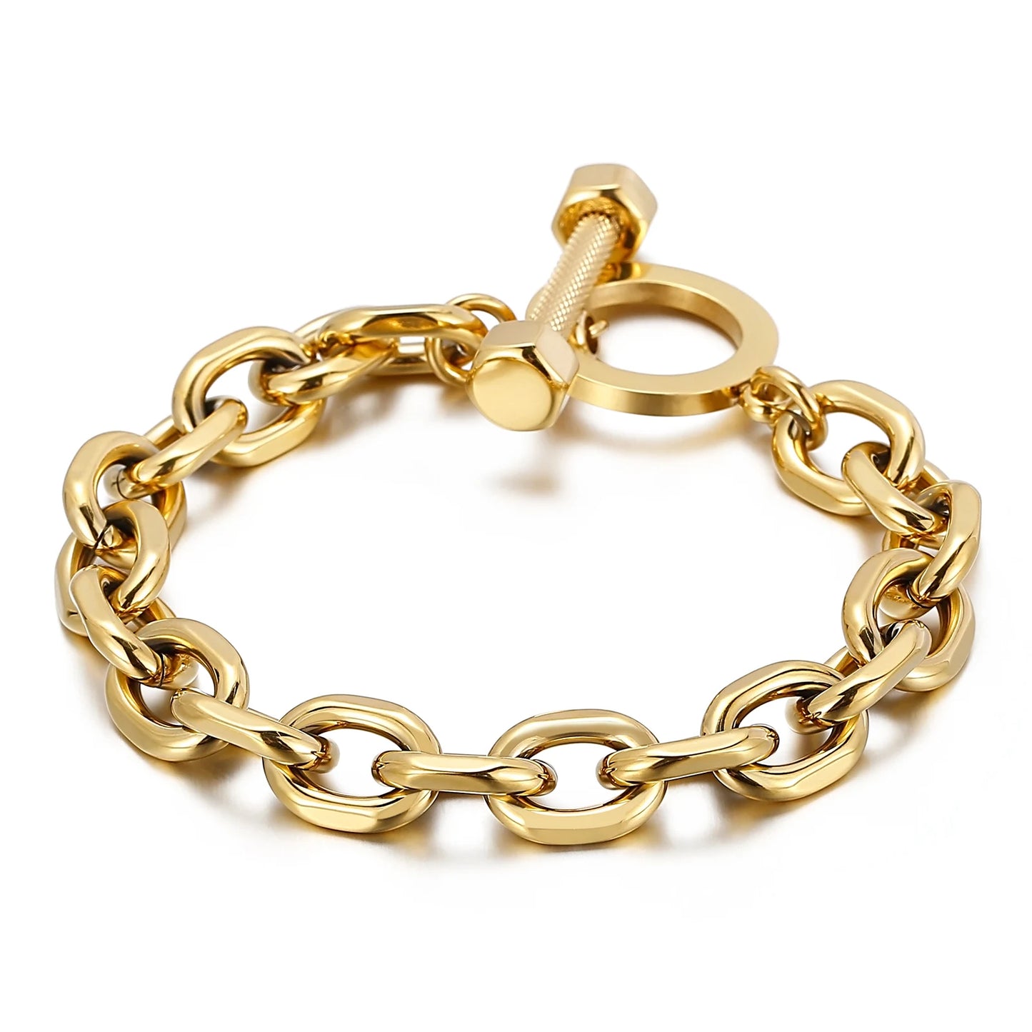 KALEN Wholesale Punk 18K Gold Plating Men Charms Special Stainless Steel Jewelry Bracelets