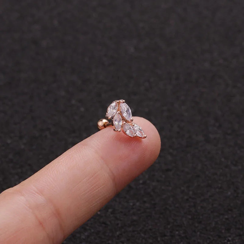 S&S 18K Gold Plated Zircon Stud Earrings | Stainless Steel Ear Bone Nail | S&S Collection