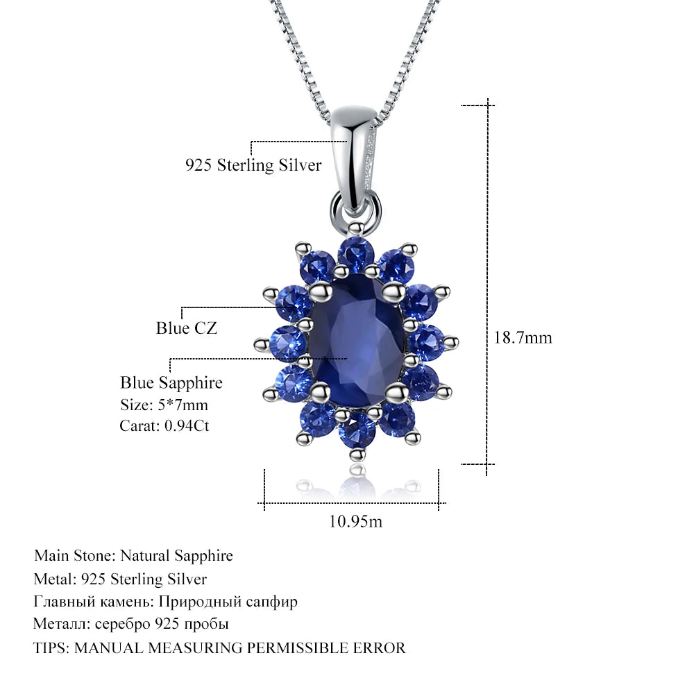 ArtistA Abiding Luxury Silver Fine Jewelry Set Natural Diffusion Sapphire Cluster Flower Ring Earing Pendant Necklace Set