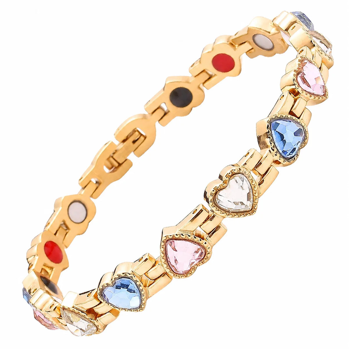 NewLife - Magnetic Heart-Cut Gold-Tone Link Bracelet