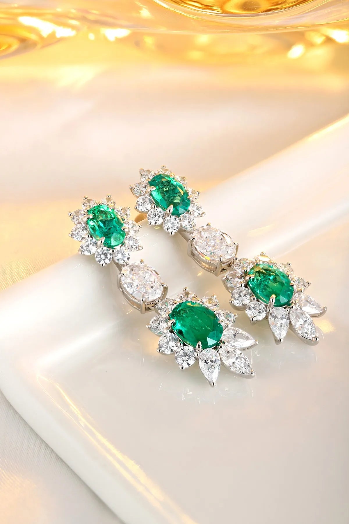 Gemfiori Anster High Quality S925 Lab Grown Emerald Earring Stud Dainty Gemstone Stud Earrings for Women Daily Wear Gift