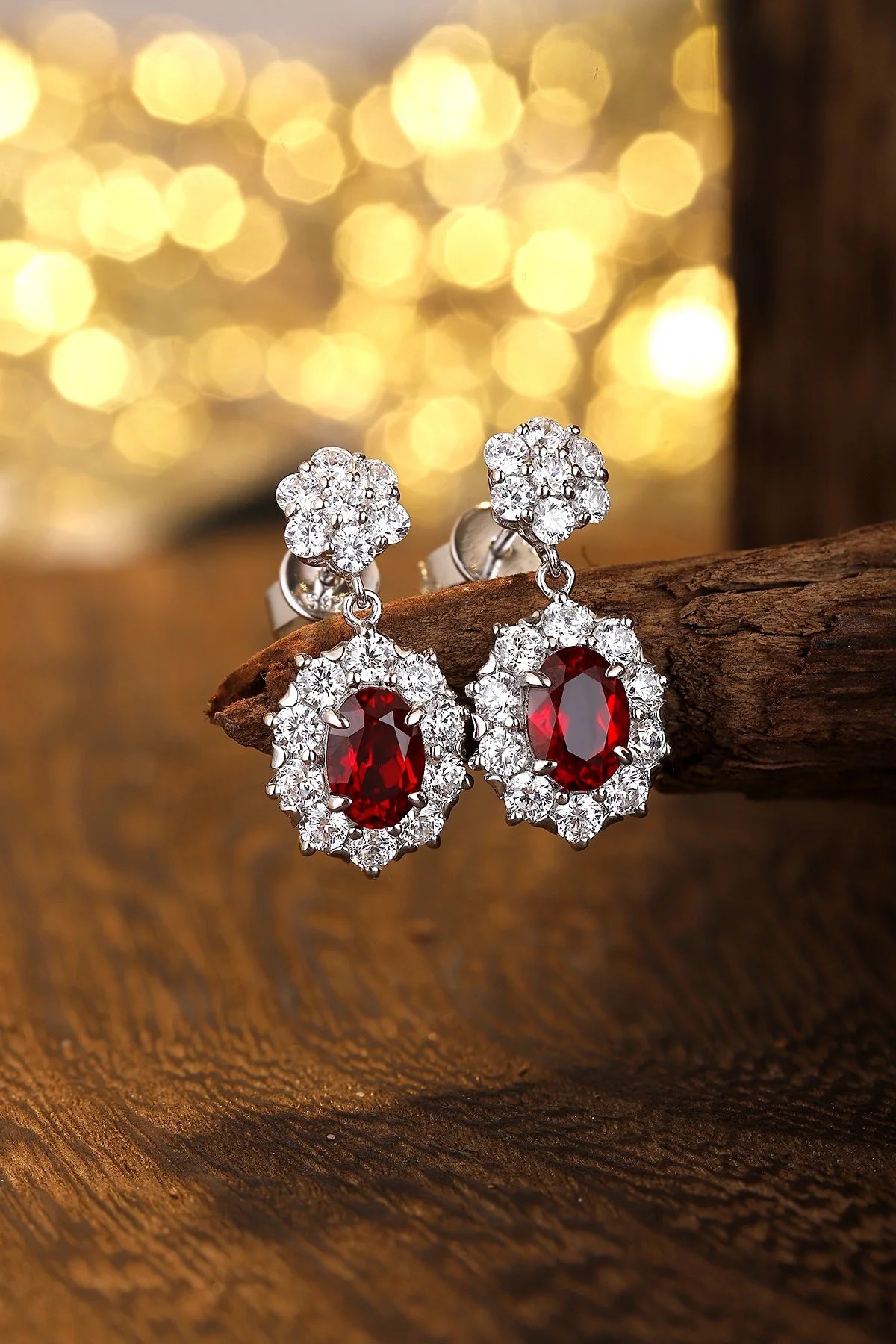 Gemfiori Anster High Quality S925 Lab Grown Ruby Earring Stud Dainty Gemstone Stud Earrings for Women Daily Wear Gift