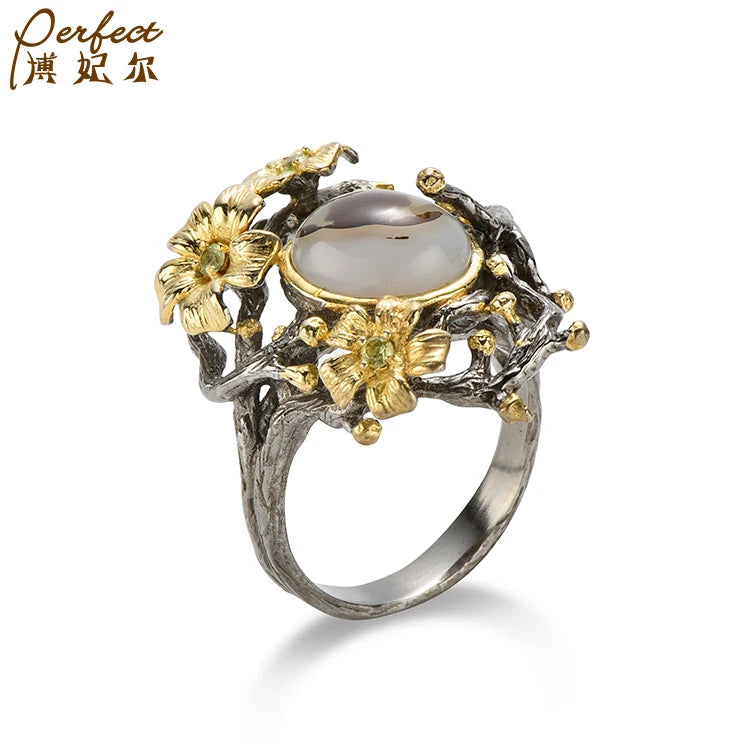 Fashion Design Latest Marine Chalcedony Jewelry Handmade 925 Sterling Silver Ring