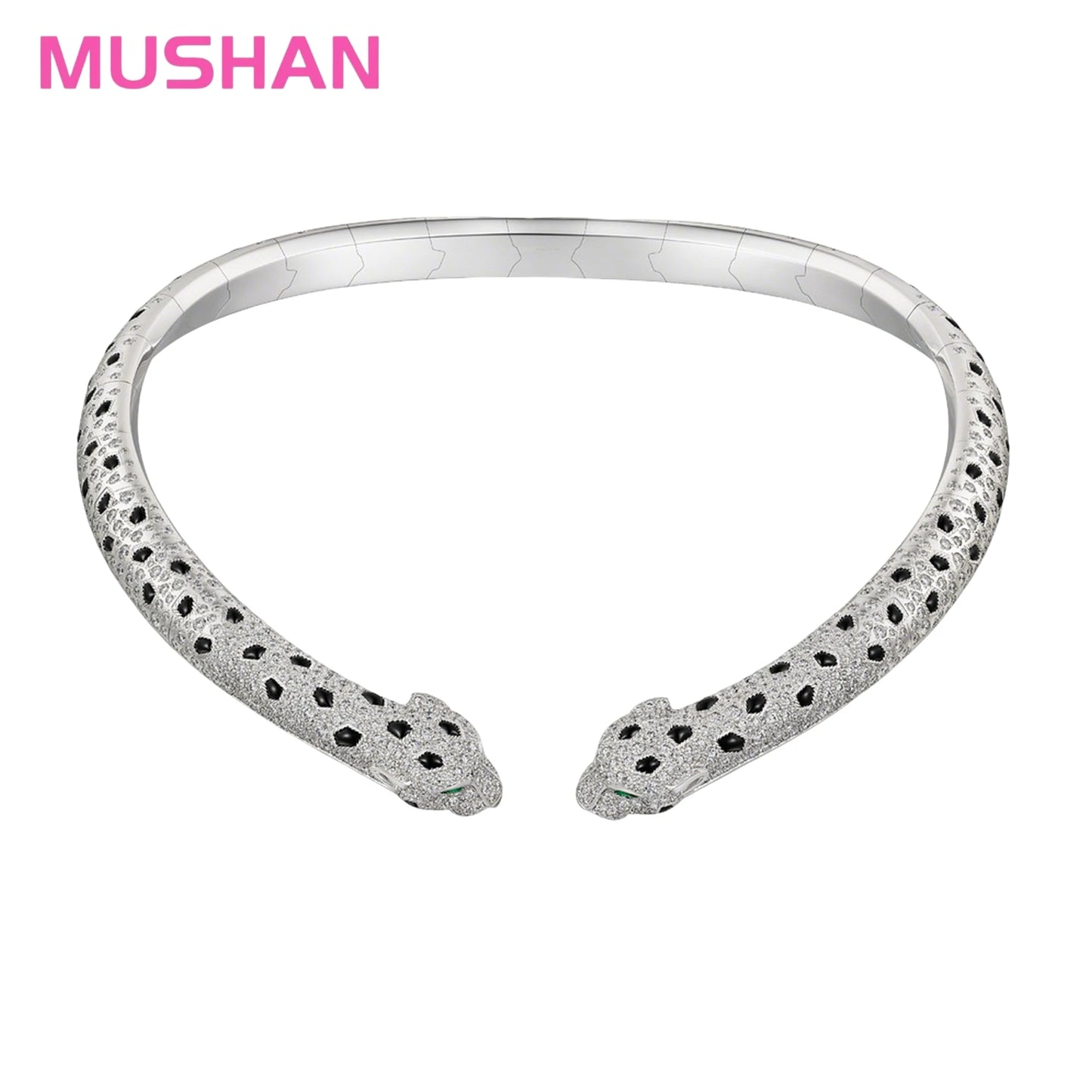 MUSHAN Jewelry Factory s 925 Sterling Silver Choker Necklaces For Women High Carbon Diamond Enamel Leopard Necklace Jewelry