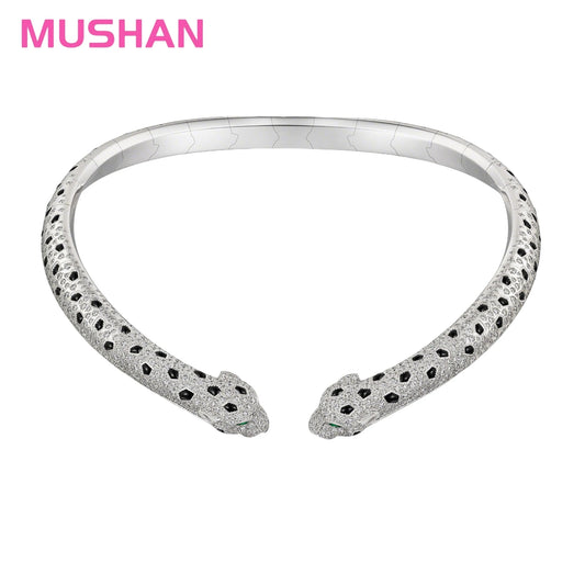 MUSHAN Jewelry Factory s 925 Sterling Silver Choker Necklaces For Women High Carbon Diamond Enamel Leopard Necklace Jewelry