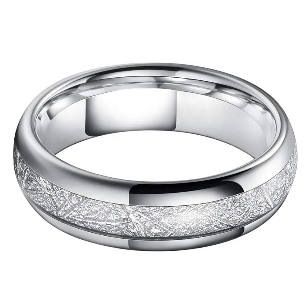 Coolstyle Jewelry 6mm Imitated Meteorite Inlay Fashion Engagement Wedding Band Tungsten Carbide Finger Ring for Men Women