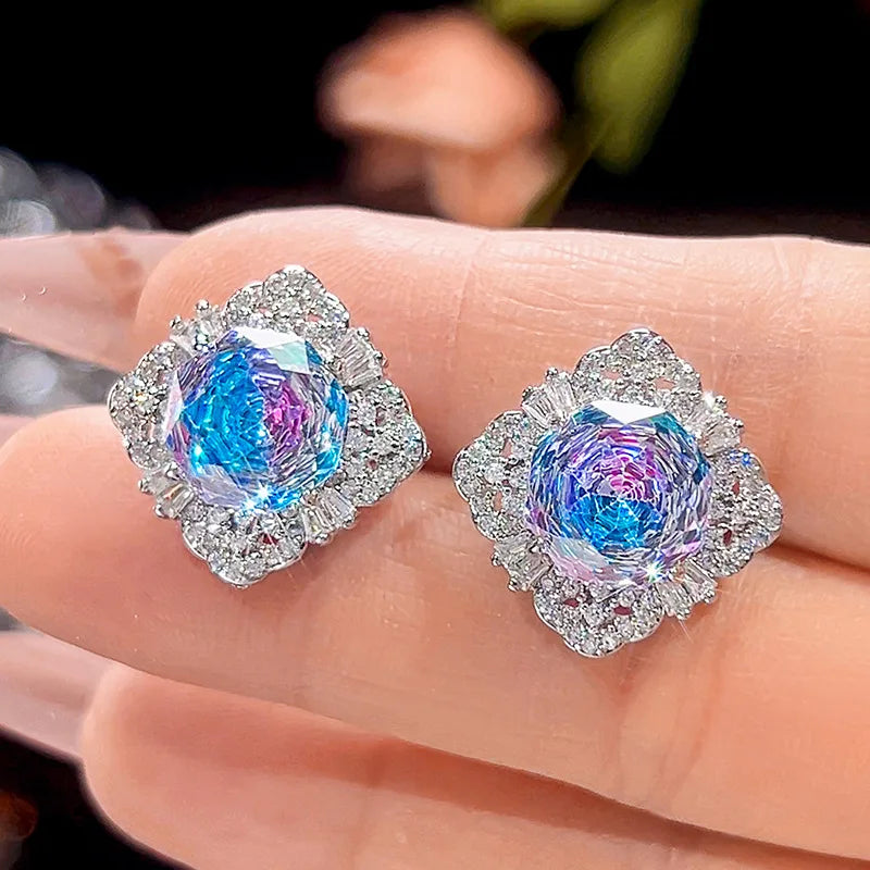 Gemfiori 2025 New Hot Selling Jewelry Copper Bottom Gold Plated Gradient Color Temperament Set