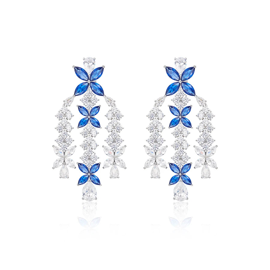 S&S Classic and Exaggerated Luxurious Zircon butterfly Tassel Necklace Earrings and Ring Set for Parties and Dinners