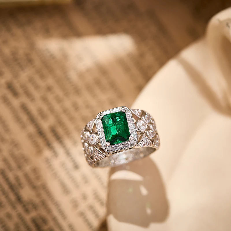 High-End Dubai-Inspired Double-Layer Green Necklace Earrings Set Exaggerated Zircon Trendy Wedding Jewelry for Women Engagement