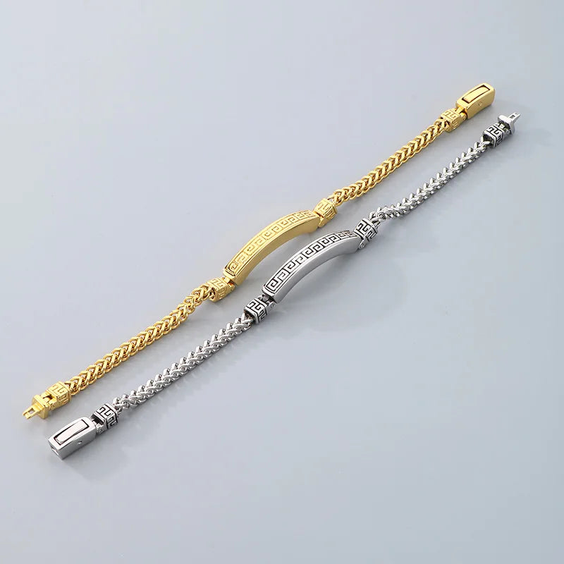 KALEN Gothic Fashion Bracelets Mens Stainless Steel Herringbone Links Bracelet