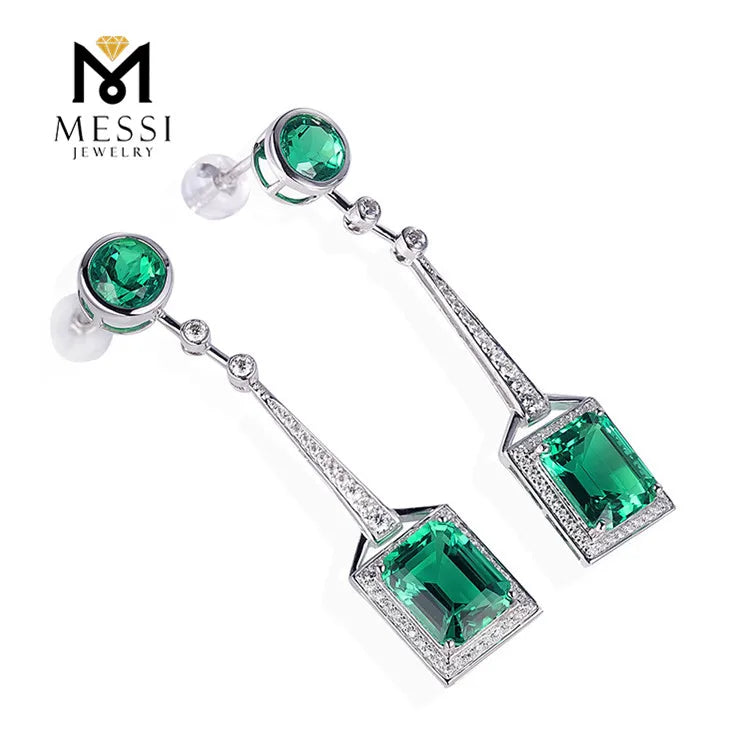Gemfiori Messi Jewelry Gold Earrings Woman Jewelry 14k Gold Zambia Emerald Long Earring