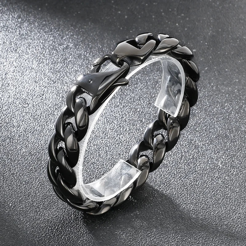 KALEN Fine Jewelry Fashion Bracelets Men Stainless Steel Polished Classic Cuban Links Bracelet Bangle
