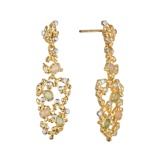 New Women's 925 Silver Green Aventurine Pendant Earrings 18K Gold Plated Wedding Fashion Jewelry Trend