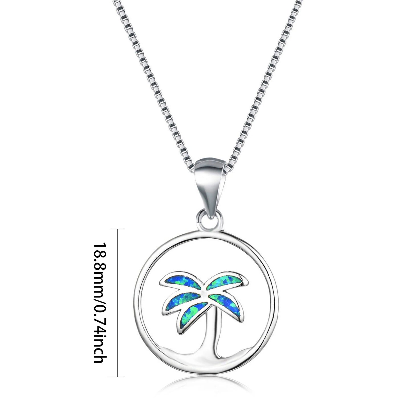 Blue Opal Inlaid Copper Silver Plated Christian Box Chain Plant Jewelry for Women Wholesale