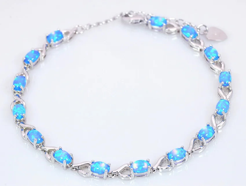 New Arrival Geometric Brass Silver Plated Christian Opal Women's Trendy Bracelet Bulk for Daily Wear