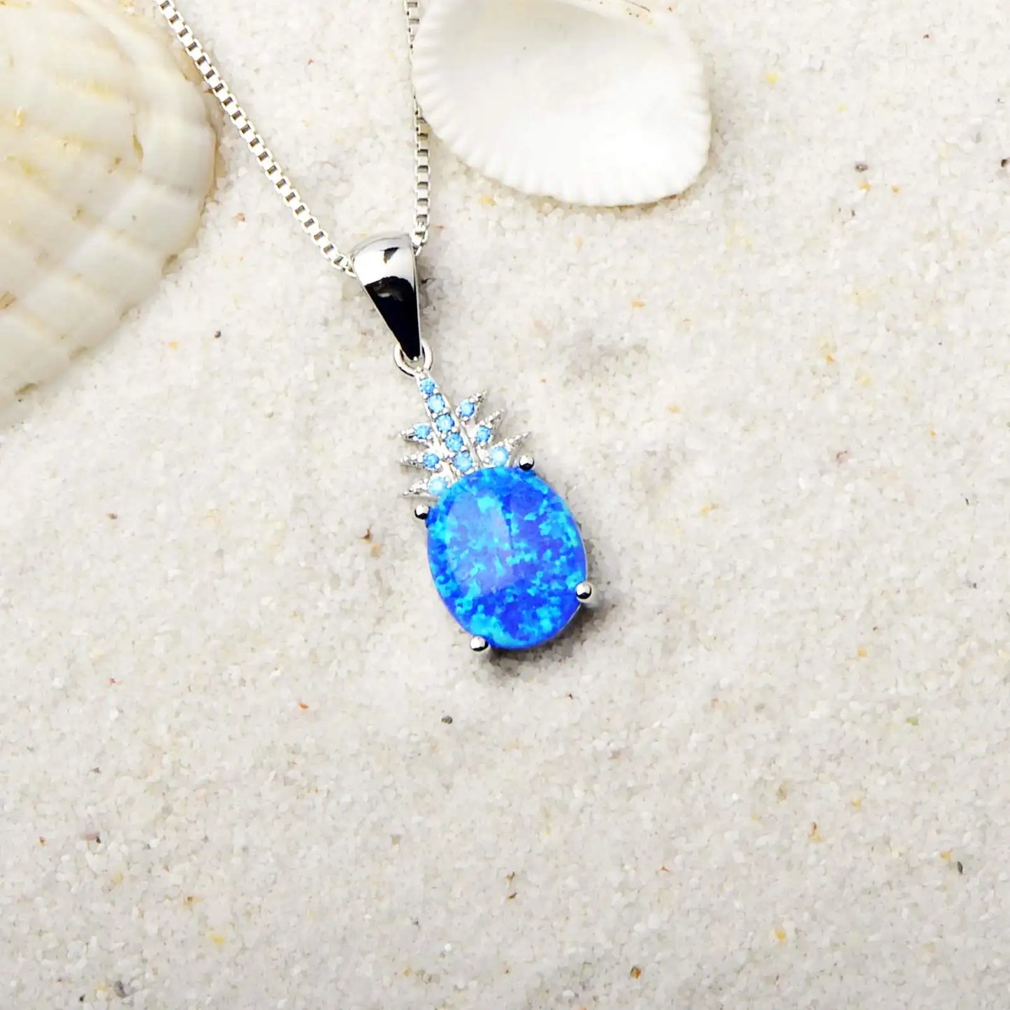 TikTok INS Wind Hawaii Beach Explosion Brass Opal Pineapple Pendant Necklace Cute Style Children's Wholesale Inlaid Charms